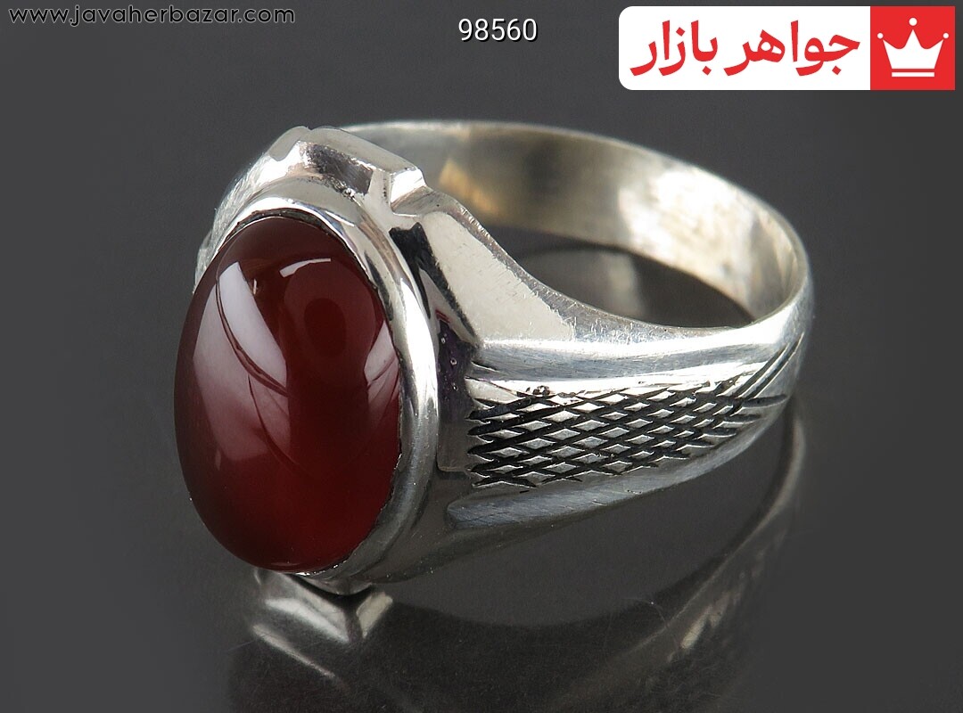انگشتر نقره عقیق یمنی مردانه [چهارده معصوم]